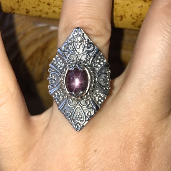 Natural Star Ruby Sterling Silver Ring Size 5 - Picture 1 of 10